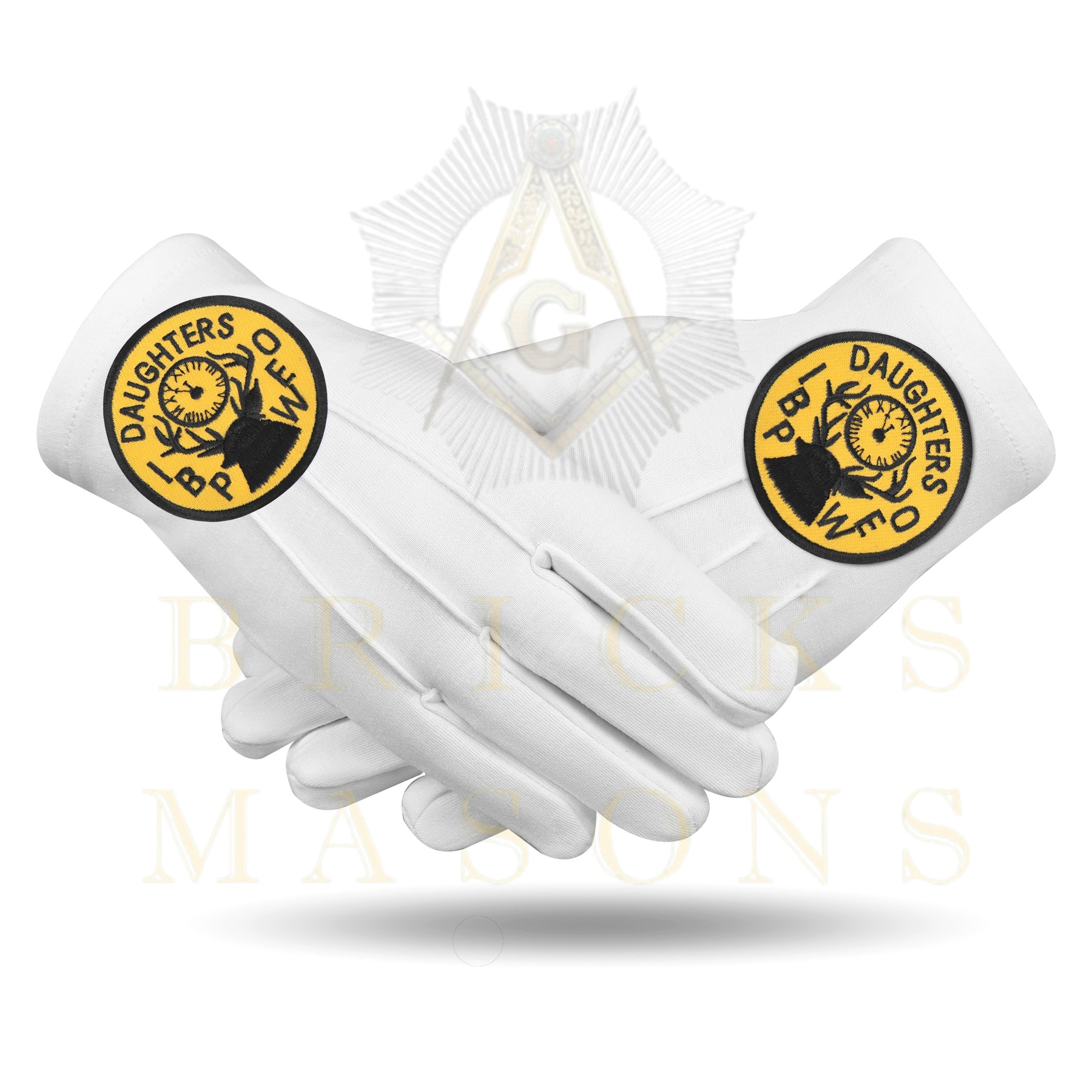 Elks of the World Gloves - White Cotton Daughters of IBPOEW - Bricks Masons