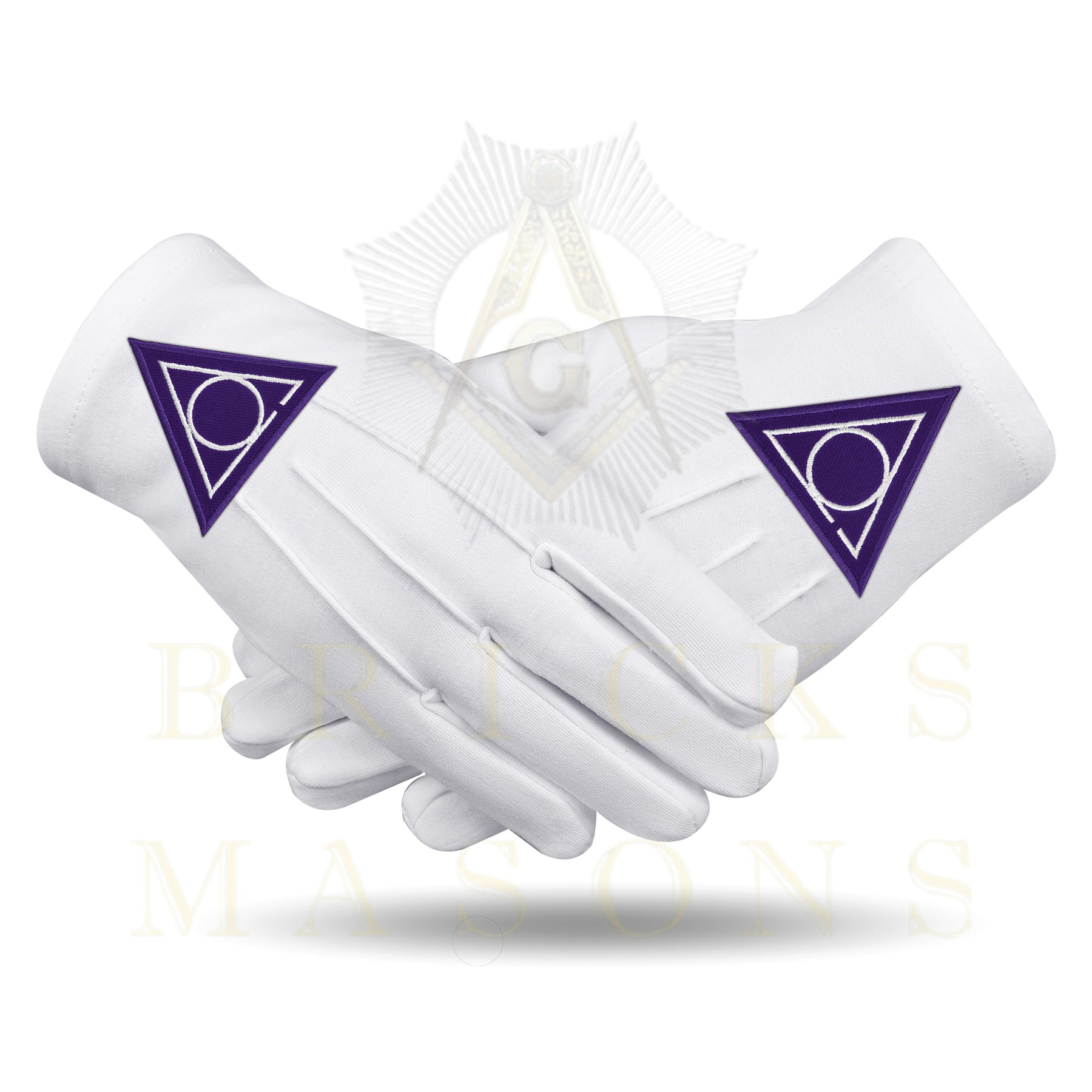 LOCOP Gloves - White Cotton Triangular Patch - Bricks Masons