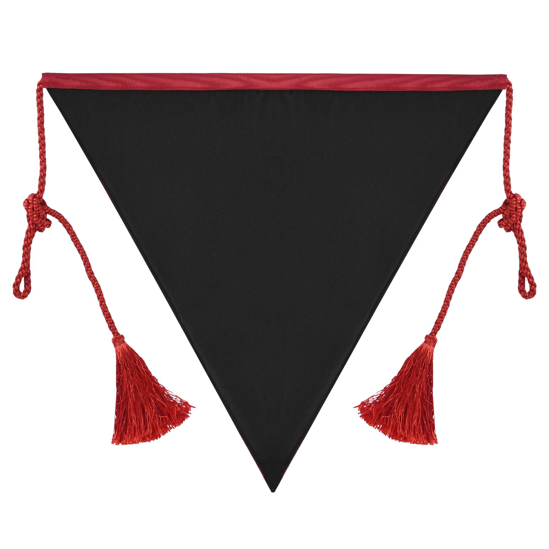 Tablier de rite écossais - Broderie triangulaire noire à la main avec ruban rouge et glands