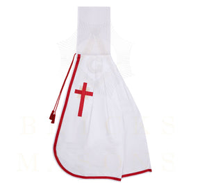 Knights Templar Mantle - White With Red Ribbon & Cross
