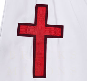 Knights Templar Mantle - White With Red Cross Various Sizes