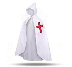 Knights Templar Mantle - White With Red Cross Various Sizes