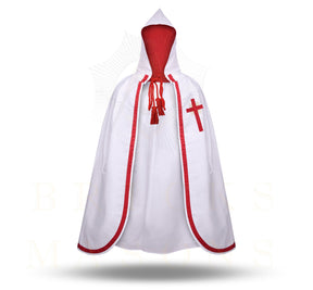 Knights Templar Mantle - White With Red Ribbon & Cross