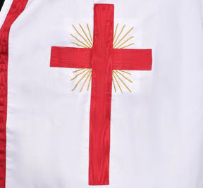 Knights Templar Mantle - White With Red Ribbon & Cross