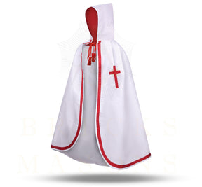 Knights Templar Mantle - White With Red Ribbon & Cross