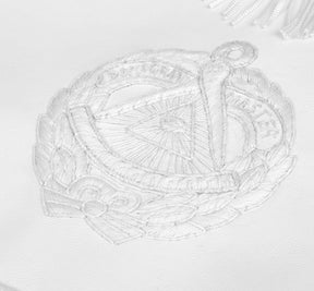 Past Grand Master Blue Lodge Apron - White Bullion Embroidery With Fringe - Bricks Masons