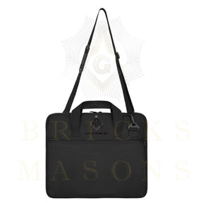 Master Mason Blue Lodge Apron Case - Black Cordura With Embroidered Square & Compass - Bricks Masons
