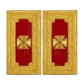 Past Grand Commander Knights Templar Frock Coat Shoulder Board - Gold Bullion Embroidery - Bricks Masons