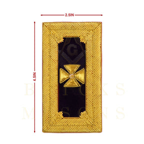 Past Grand Commander Knights Templar Frock Coat Shoulder Board - Gold & Black Bullion Embroidery - Bricks Masons