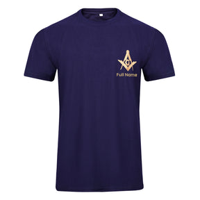 Master Mason Blue Lodge T-Shirt - Customizable Blue Color True Cotton - Bricks Masons