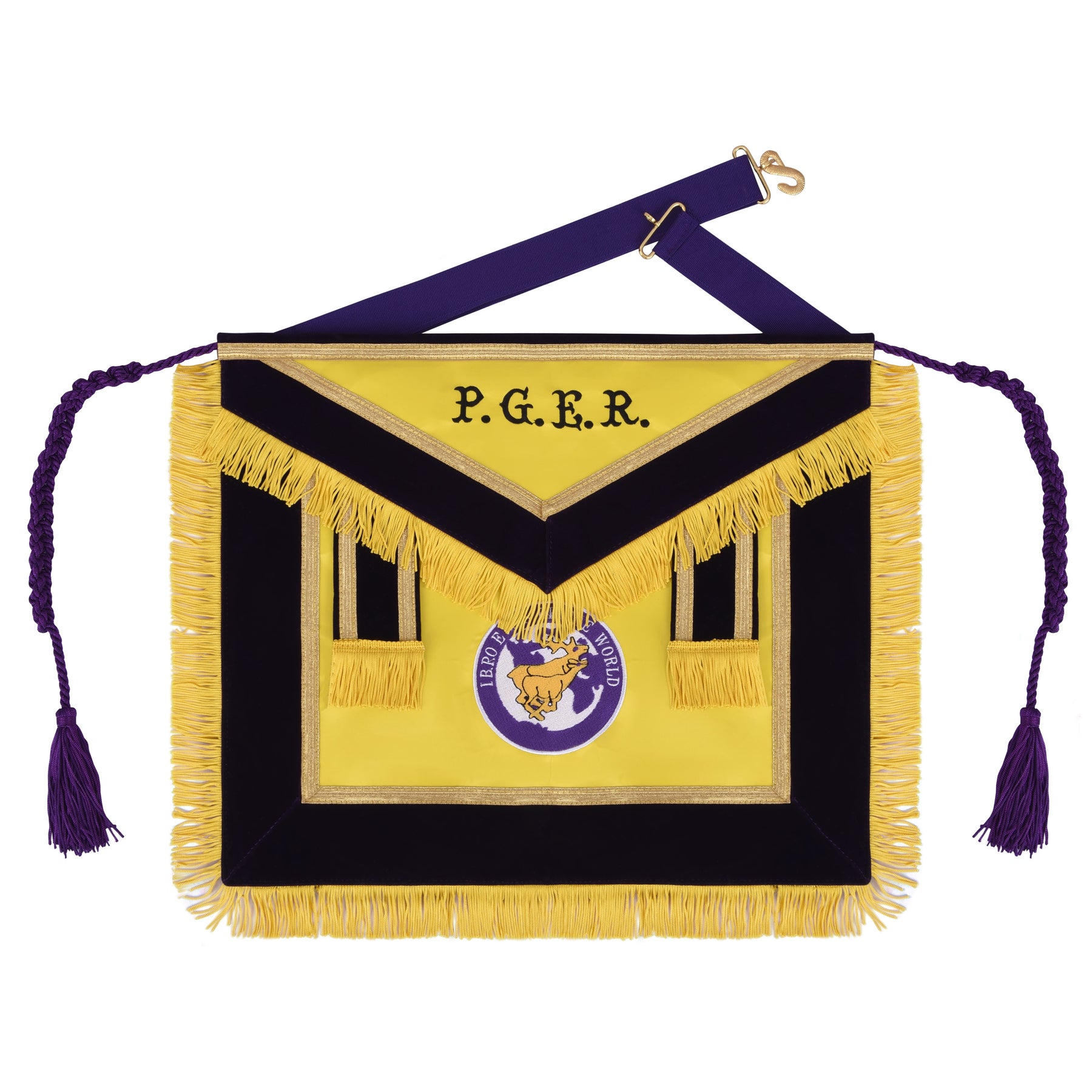 Elks of the World Apron - All Yellow With Purple Velvet Borders