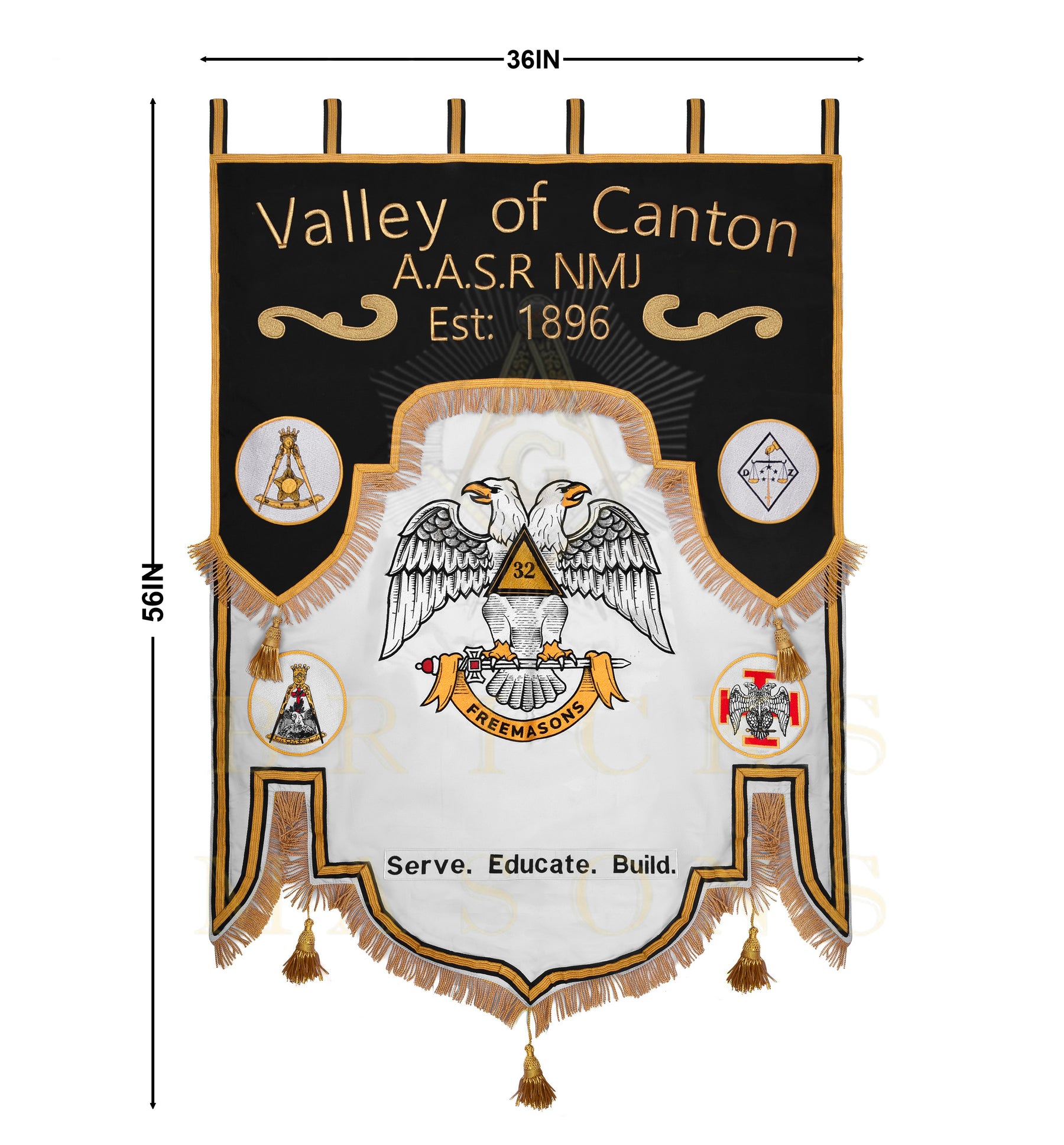 32nd Degree Scottish Rite Banner - Wings Down Machine Embroidery - Bricks Masons