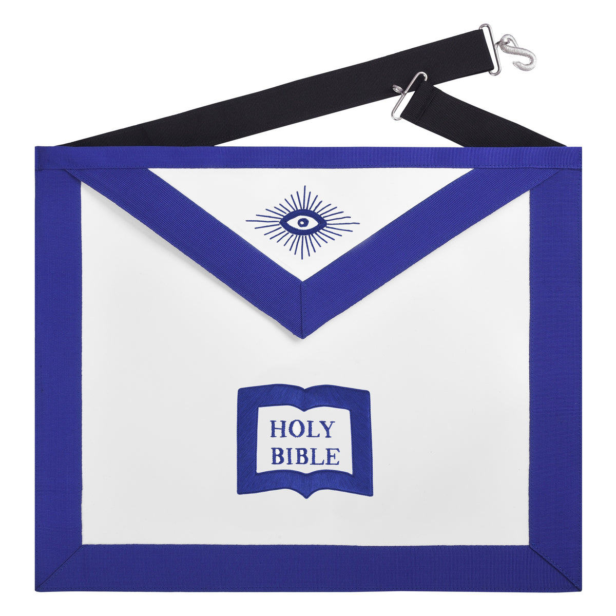 Chaplain Blue Lodge Officer Apron - Royal Blue With Black Waist Belt - Bricks Masons