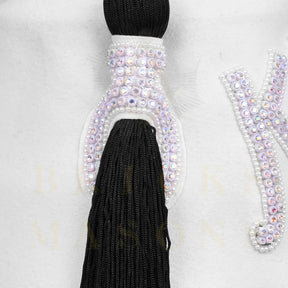 DOI Fez Hat - Pure White With Rhinestones (2 Rows as pictured) - Bricks Masons