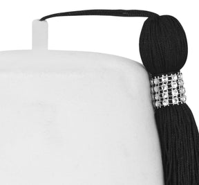 DOI Fez Hat - Pure White & Gold Embroidery With Rhinestones (2 Rows as pictured) - Bricks Masons