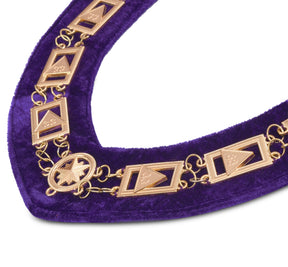 33rd Degree Scottish Rite Chain Collar - Gold Plated Chain On Purple Velvet - Bricks Masons