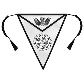 32nd Degree Scottish Rite Apron - Triangular White & Black Printed Emblem With Tassels - Bricks Masons
