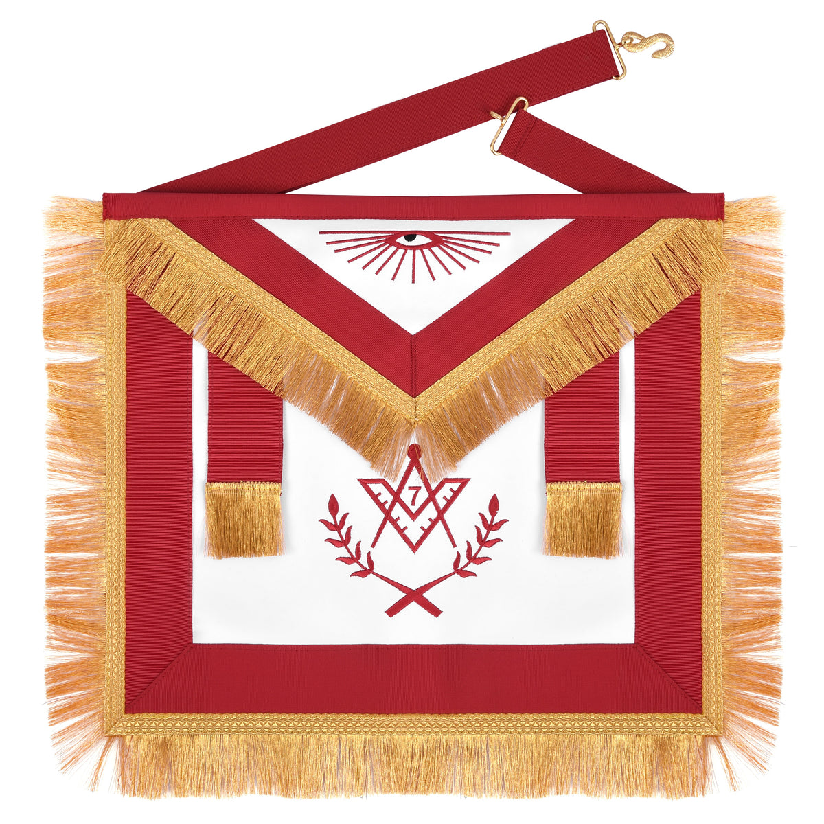 Master Mason Blue Lodge Regalia Set - Red & Golden Braid & Fringe - Bricks Masons