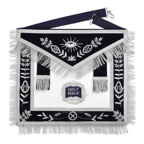 Officers Blue Lodge Officer Apron Set - Navy Velvet Machine Embroidery (Set of 14)