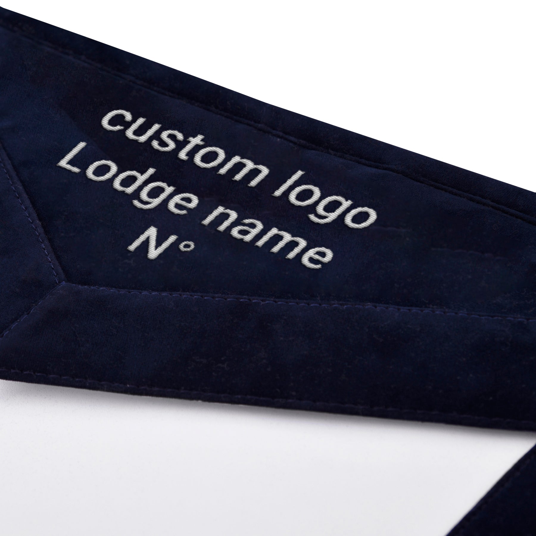 Marshal Blue Lodge Officer Apron -  Navy Velvet With Silver Embroidery Thread