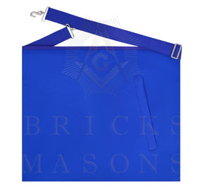 Tyler Blue Lodge Officer Apron - Blue Ribbon With Machine Embroidery Customizable Flap - Bricks Masons