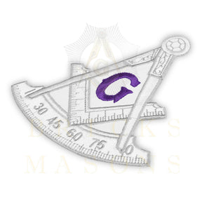 Past Master Blue Lodge Patch - White Bullion Purple G - Bricks Masons