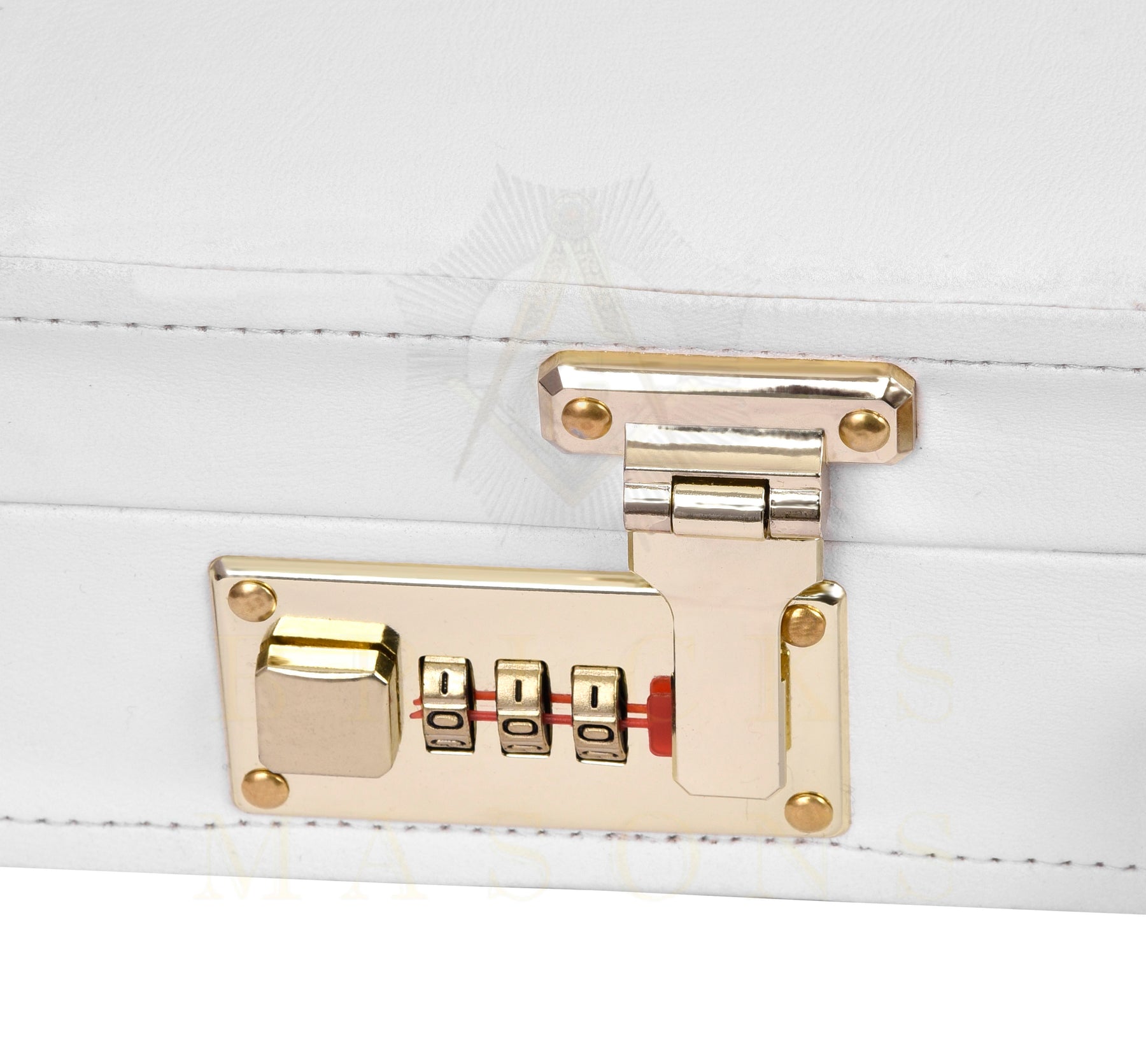 Universal Apron Case - White Imitation Leather & Gold Double Lock - Bricks Masons