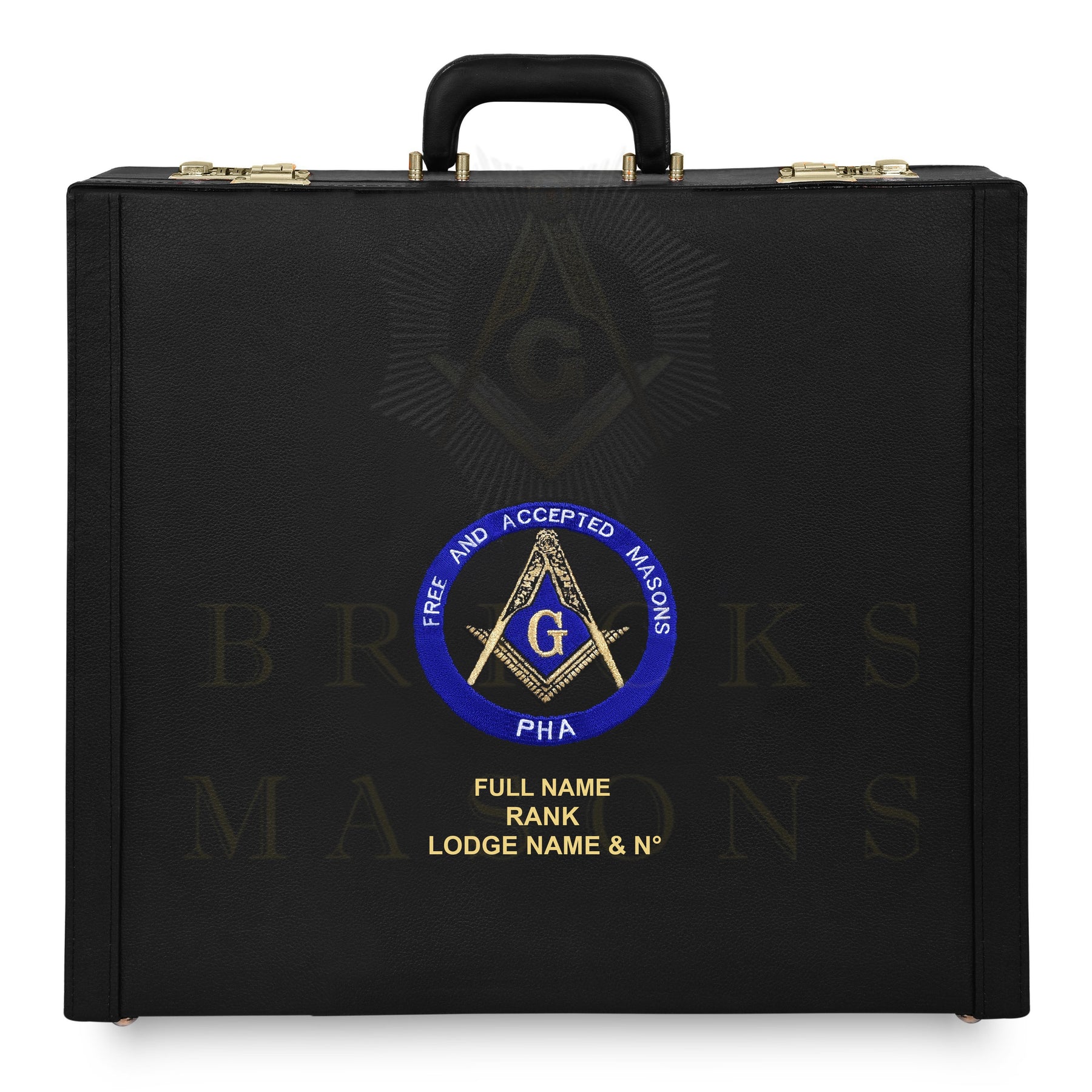 Master Mason Blue Lodge Apron Case - Machine Embroidery Free & Accepted Masons PHA Various Sizes - Bricks Masons