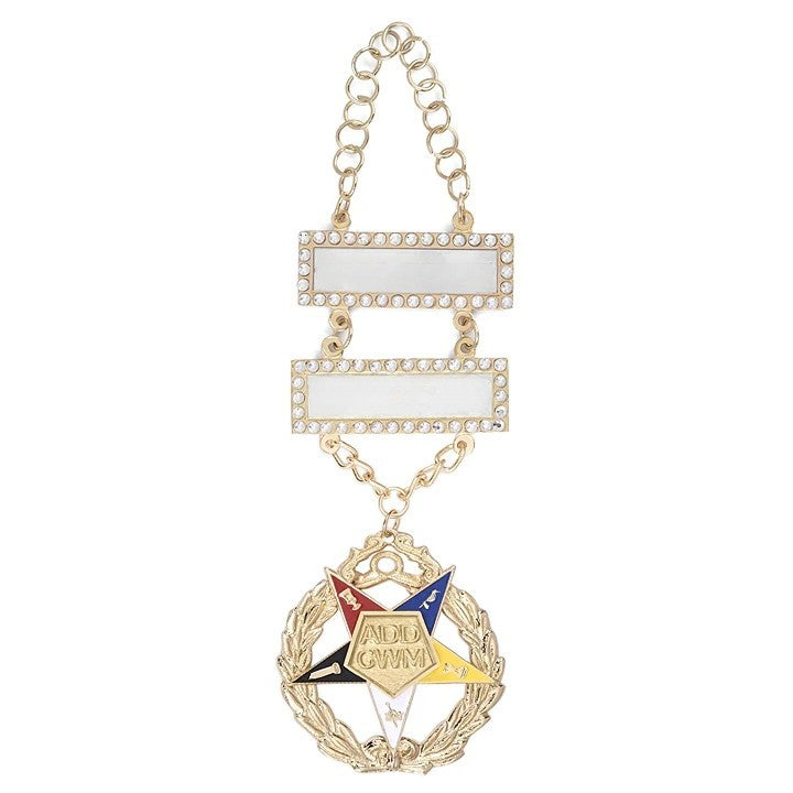 Associate District Deputy Grand Worthy Matron OES Officer Collar Jewel - Gold Plated - Bricks Masons