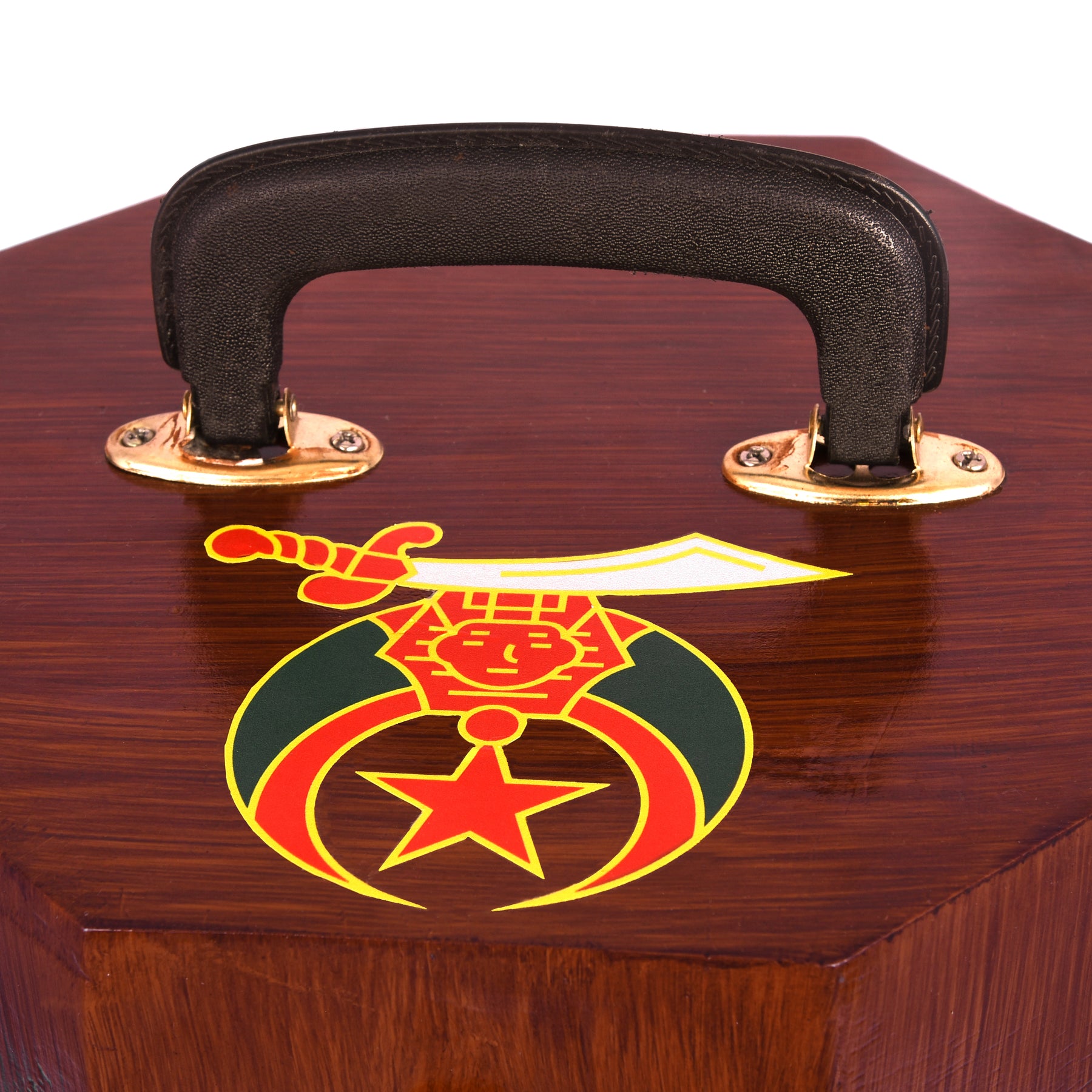 Shriners Fez Case - Textured Wood With Red Velvet Interior - Bricks Masons