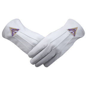 Royal & Select Masters English Regulation Glove - White Leather With Purple & Gold Emblem - Bricks Masons