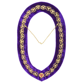 33rd Degree Scottish Rite Chain Collar - Gold Plated With Purple Velvet Backing - Bricks Masons