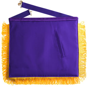 Past Grand Master Blue Lodge Apron - Purple With Gold Emblem With Wreath - Bricks Masons