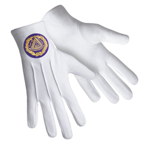 Past Grand Master Blue Lodge Glove - Pure Cotton With Purple Patch - Bricks Masons