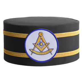 Past Master Blue Lodge California Regulation Crown Cap - White Patch With Double Braid - Bricks Masons