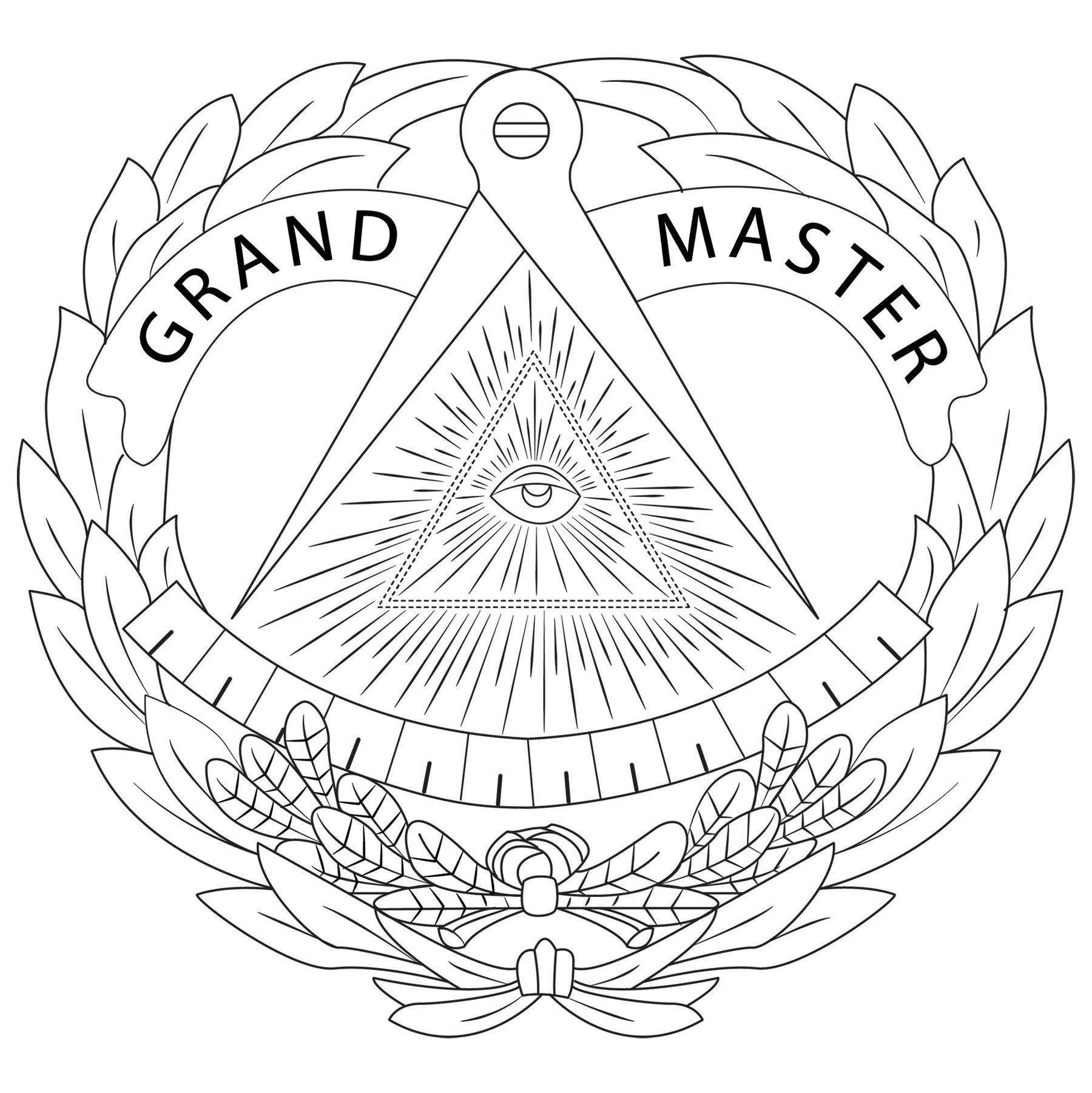 Grand Master Blue Lodge Belt - Black Leather - Bricks Masons