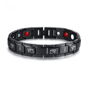 Ancient Egypt Bracelet - Eye of Horus Black Stainless Steel - Bricks Masons