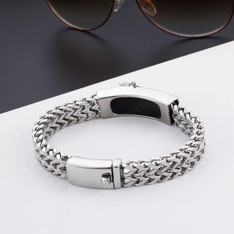 Master Mason Blue Lodge Bracelet - 316L Stainless Steel Figaro Chain - Bricks Masons