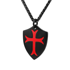 Knights Templar Necklace - Shield With Red Cross (Various Colors) - Bricks Masons