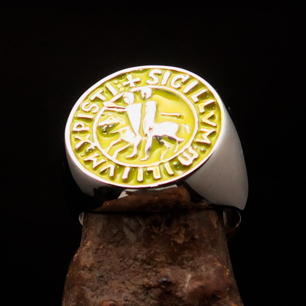 Knights Templar Commandery Ring - Yellow Sigillum MilItum XPISTI Sterling Silver