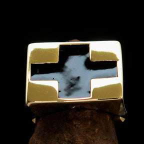 Knights Templar Commandery Ring - Black Cross Brass Gold Ring