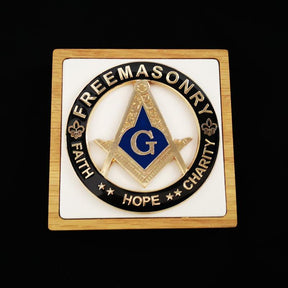 Master Mason Blue Lodge Car Emblem - 3'' FAITH HOPE CHARITY