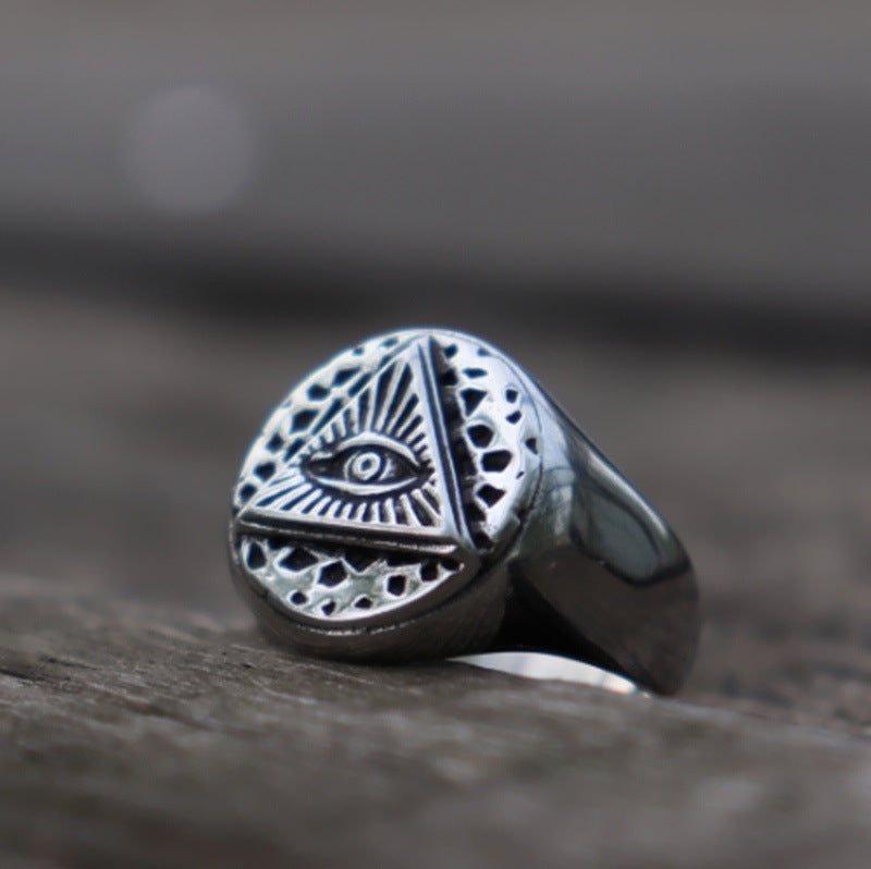 Eye Of Providence Ring - Ancient Silver Color - Bricks Masons