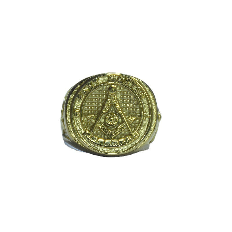 Past Master Blue Lodge Ring - Golden In Stainless Steel - Bricks Masons