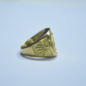 Past Master Blue Lodge Ring - Golden In Stainless Steel - Bricks Masons