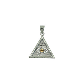 Eye Of Providence Necklace - Yellow All Seeing Eye Steel Pendant - Bricks Masons
