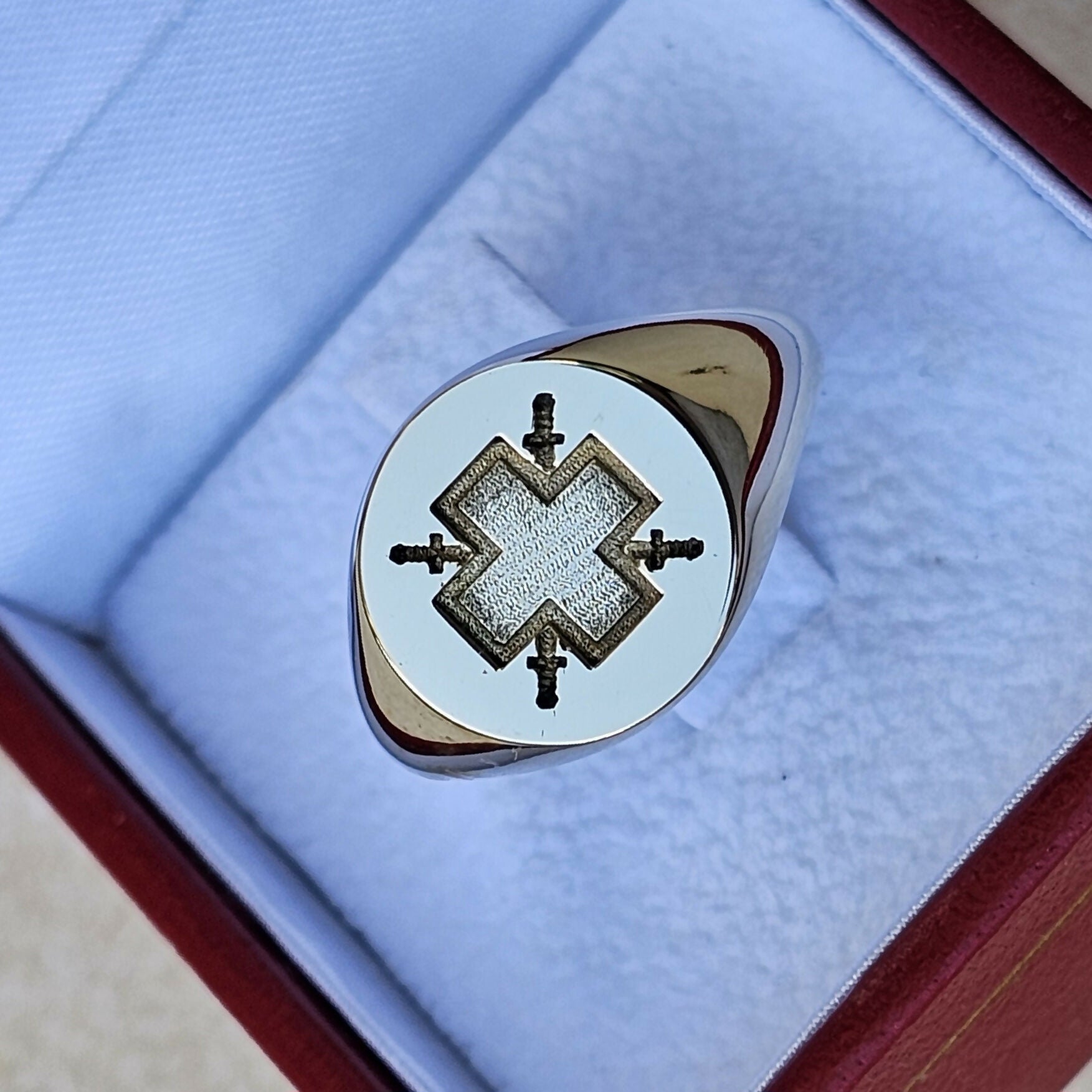 Masonic Ring - 9K Gold Hellenic Greek Cross