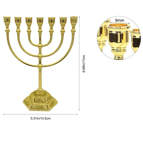 Ancient Israel Candle Holder - 7 Branch Menorah Candle Holder Jerusalem Temple 12 Tribes of Israel Menorah 6.69-inch Height - Bricks Masons