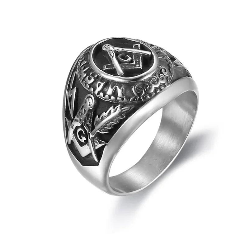 Master Mason Blue Lodge Ring - Stainless Steel - Bricks Masons