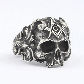 Meister-Freimaurer-Ring der Blauen Loge – Sterlingsilberring mit Winkelmaß und Zirkel